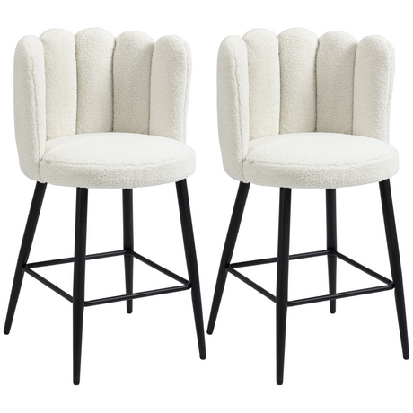 HOMCOM cream faux cashmere bar stools