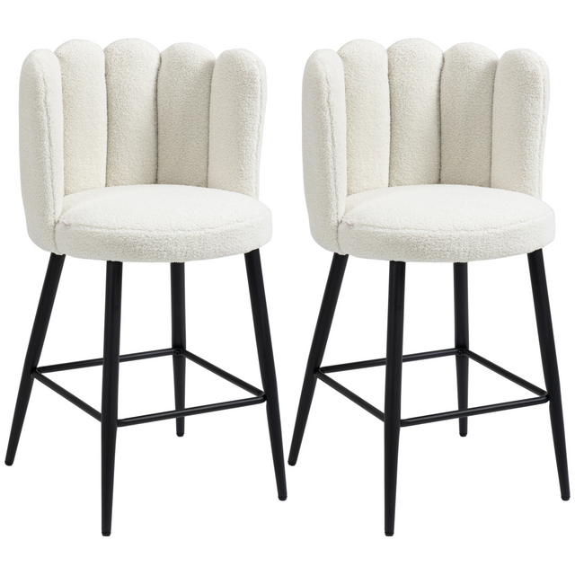 HOMCOM cream faux cashmere bar stools