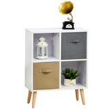 70 x 56cm Freestanding 4 Cube Storage Unit Bookcase with 2 Fabric Drawers – Home Organiser with Hardwood Legs