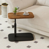 Adjustable C-Shaped Sofa Side Table with 360° Rotating Top – Height 45–80cm Laptop Table, Walnut