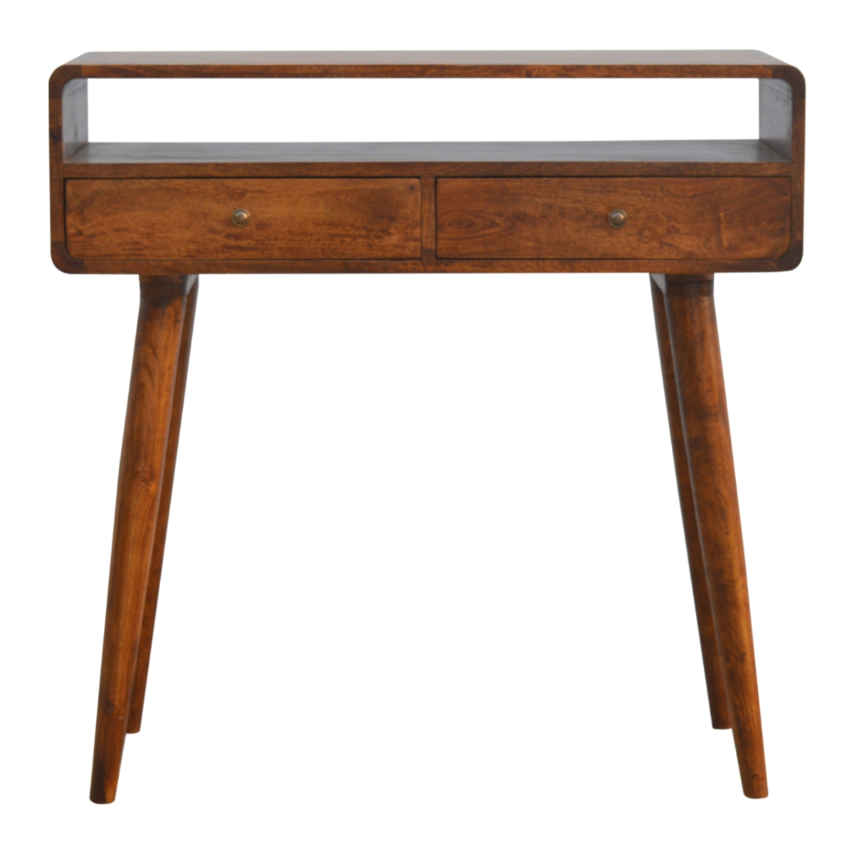 Artisan curved chestnut console table