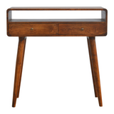 Artisan curved chestnut console table