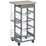 Dark grey kitchen island trolley with baskets