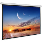 100 Inch Motorized Projector Screen with Remote Control, 16:9 Matte White – Wall & Ceiling Mount, UK 220V