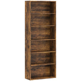HOMCOM Six Shelf Bookcase with Adjustable Shelves and Anti-Tip Kit – Display and Storage Unit, Rustic Brown