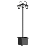 Outsunny Solar Lamp Post with 3 Heads, Dusk-to-Dawn Sensor & Planter Base – 185cm Garden Light, Black