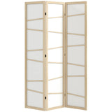 HOMCOM Wooden Folding Privacy Screen with Solid Wood Frame – 3 Panel Room Divider for Bedroom, Natural Wood Finish