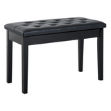 HOMCOM Duet Piano Stool with Storage & Tufted Faux Leather Seat – Solid Wood Keyboard Bench, Black