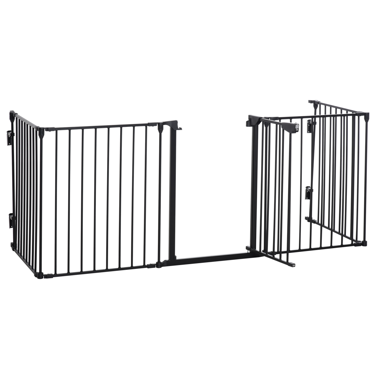 Pawhut 5-Panel Pet Gate and Dog Playpen with Walk-Through Door – Freestanding or Wall Mounted, Black