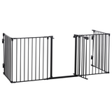 Pawhut 5-Panel Pet Gate and Dog Playpen with Walk-Through Door – Freestanding or Wall Mounted, Black