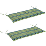 2 Piece Striped Patio Bench Swing Chair Cushion Set, 120 x 50cm – Double Seat Garden Cushions, Green