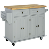Rolling kitchen island with spice rack
