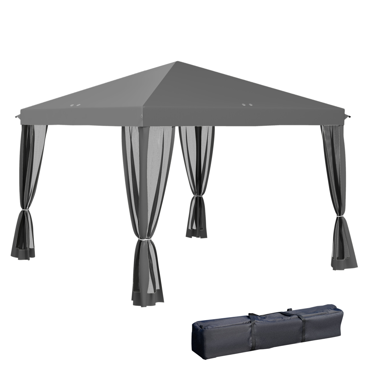 Outsunny 3x3m Heavy Duty Pop Up Gazebo with Removable Mesh Sidewalls & Carry Bag – Event Party Tent, Grey