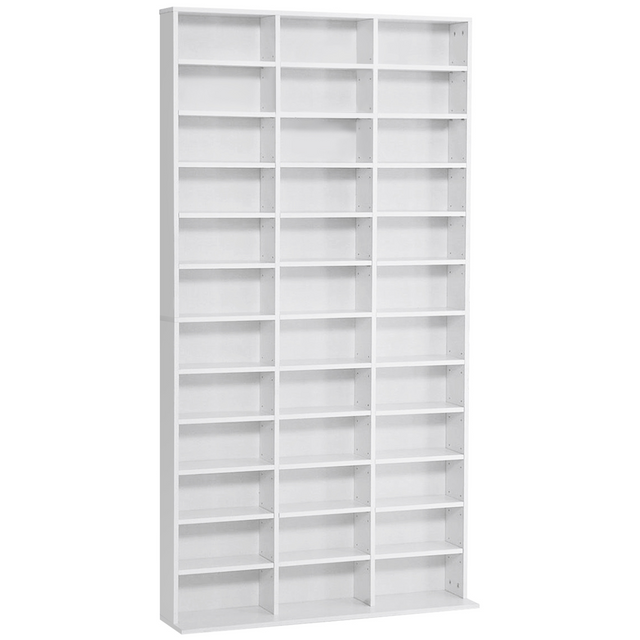 HOMCOM white CD and DVD media storage shelves