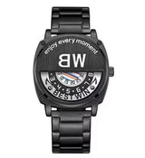 Bestwin Men’s Black Bracelet Watch with Date, Stainless Steel Band, 3ATM – Model 919H
