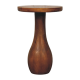 Artisan Furniture Curved Base Solid Mango Wood Side Table with Round Top – Sofa Accent Table, Brown