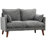 HOMCOM 2 Seater Sofa with Pocket Spring Cushions, Wide Deep Seat & Rubberwood Legs – Loveseat, Grey