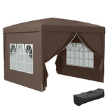 Outsunny 3m x 3m Pop Up Gazebo with Rust-Resistant UV Canopy, Sidewalls & Carry Bag – Party Tent, Coffee