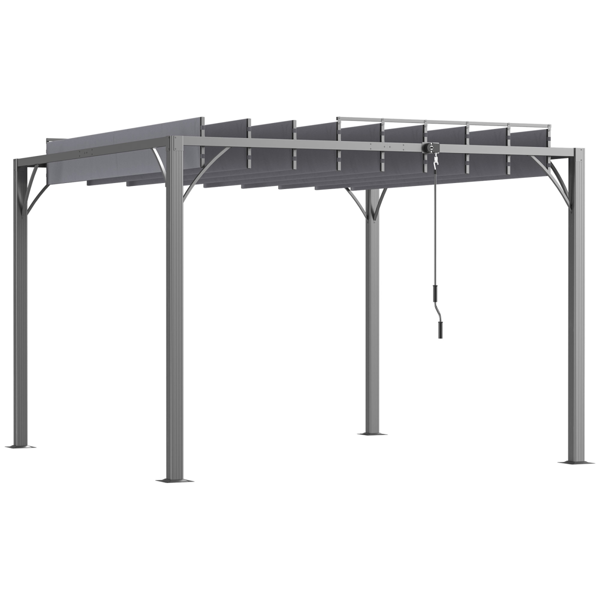 Outsunny 3x3m Metal Pergola with Retractable 135° Louvred Roof & UV50+ Protection – Garden Patio Shelter, Grey