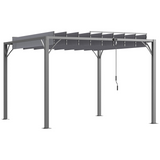 Outsunny 3x3m Metal Pergola with Retractable 135° Louvred Roof & UV50+ Protection – Garden Patio Shelter, Grey
