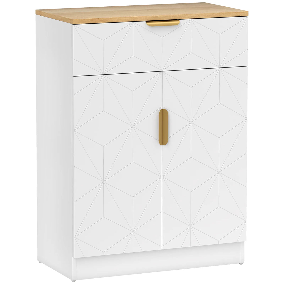 HOMCOM Modern Sideboard Storage Cabinet with Drawer and Adjustable Shelf, 82 x 60cm, White