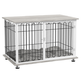 PawHut Dog Crate Furniture End Table with Soft Cushion & Lockable Door – Indoor Kennel for Dogs up to 35kg