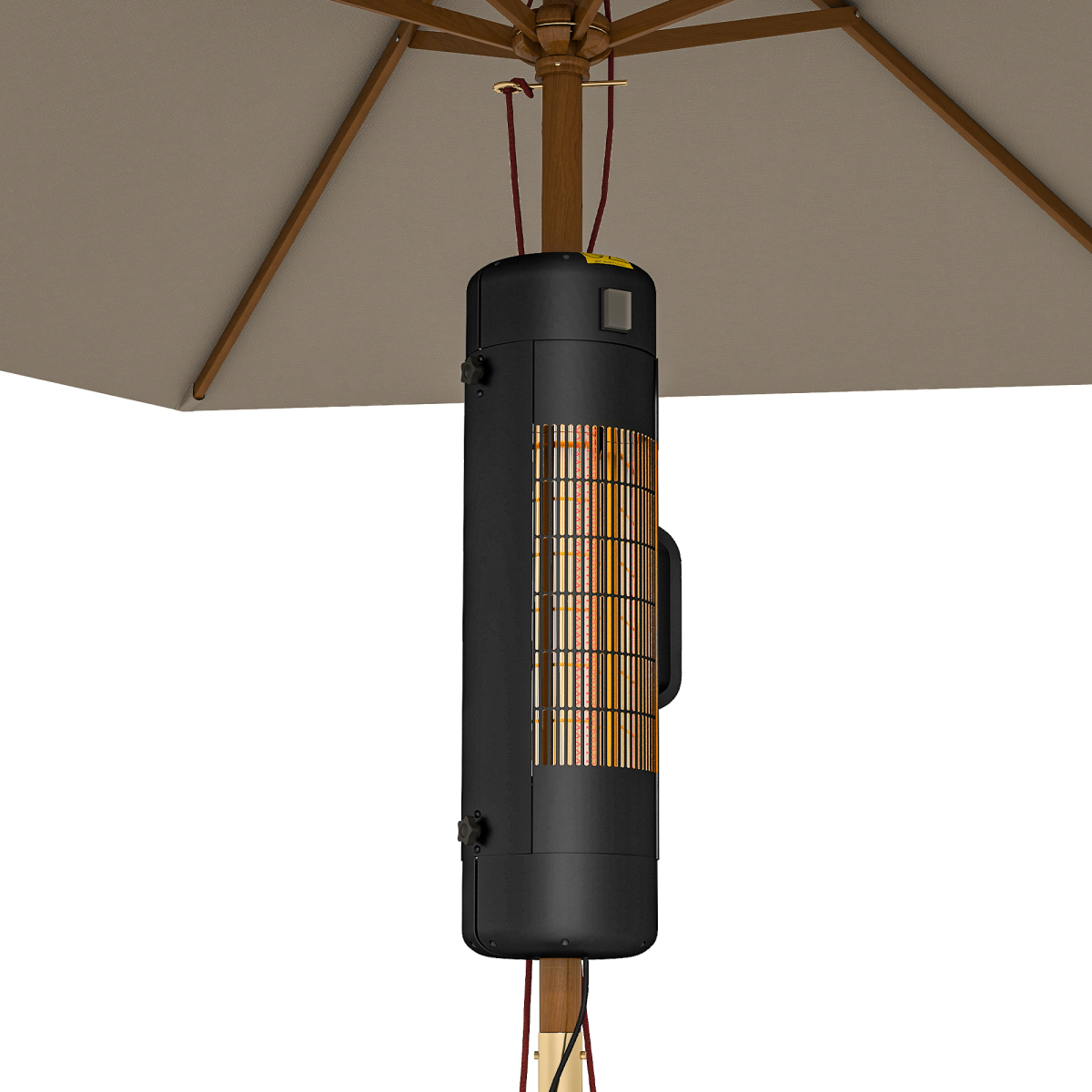 Outsunny Electric Parasol-Mounted Patio Heater, 2 Heat Settings up to 2000 W – IP44 Outdoor Heater, Black