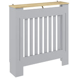 HOMCOM Slatted Radiator Cover with Top Shelf and Anti-Toppling Design – Painted MDF Heater Cabinet, Grey