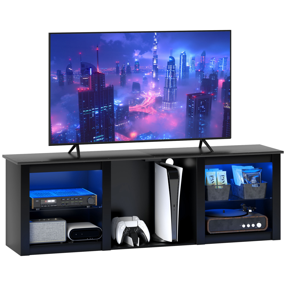 HOMCOM 160cm black LED TV unit