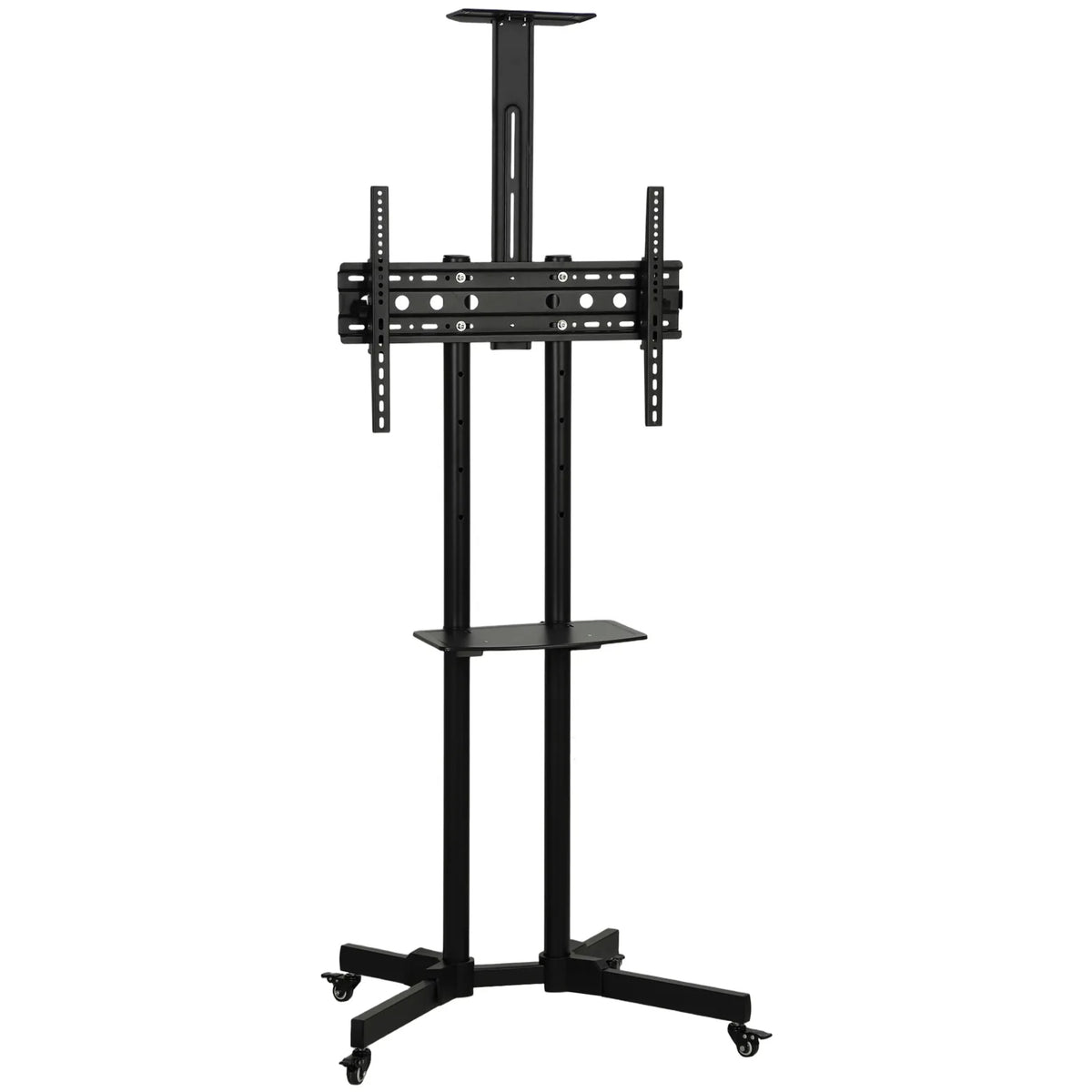 HOMCOM Mobile TV Stand on Wheels for 32–75 Inch Screens – Tilt, Height Adjustable Rolling TV Cart, Black