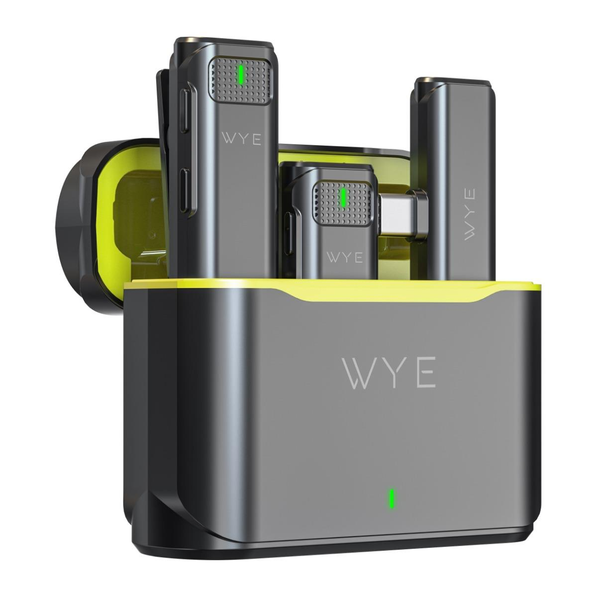 Wye Wireless AudioPro Clip-On Microphone Pair with Charging Case, 50m Range & Low 25ms Latency – Black