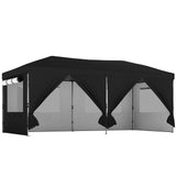Outsunny 3 x 6m Pop Up Gazebo with 6 Sidewalls and Wheeled Bag, UPF 50, Black