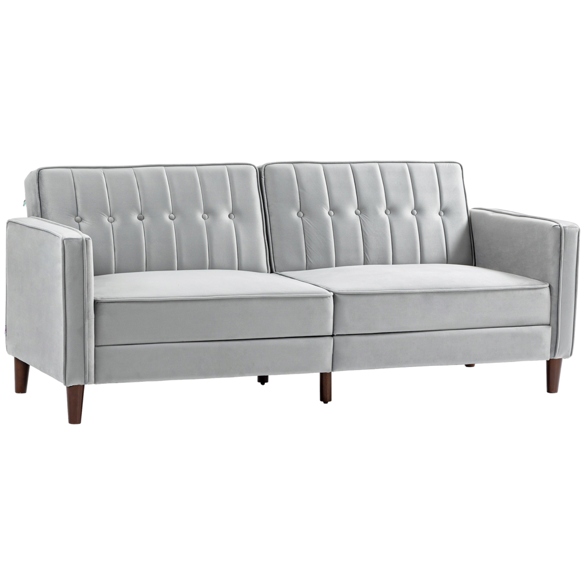 HOMCOM grey split-back velvet sofa bed