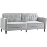 HOMCOM grey split-back velvet sofa bed