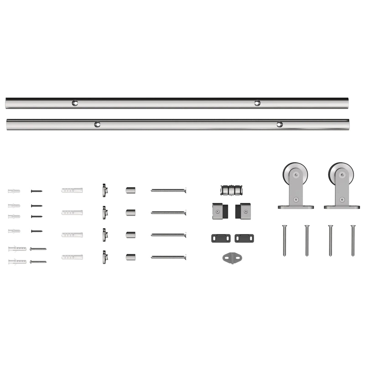 HOMCOM Sliding Door Hardware Kit with 152cm Track, Silent Pulleys & 304 Stainless Steel – Heavy Duty, Silver