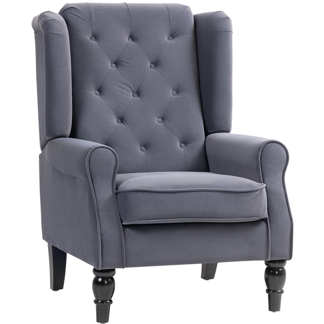 HOMCOM charcoal grey tufted club armchair