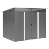 Outsunny 6.4 x 8.5ft Metal Storage Shed with Double Sliding Doors & Clear Panels – Lockable Garden Store, Grey
