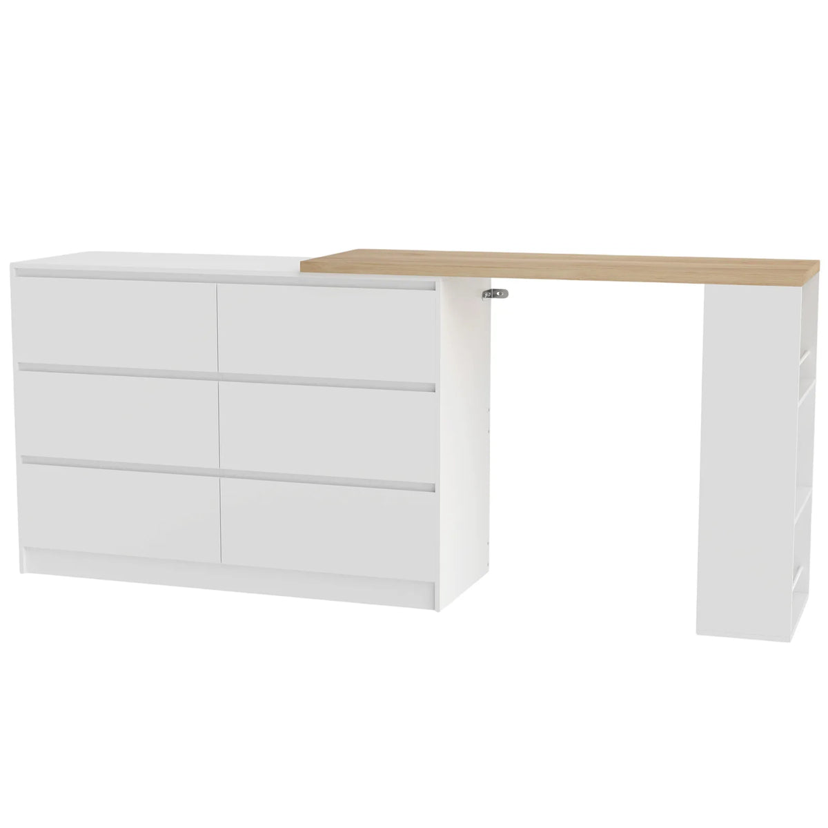 HOMCOM Vanity Dressing Table with 6 Drawers & 3-Tier Shelf – Flexible Straight or L-Shaped Layout Makeup Desk, White