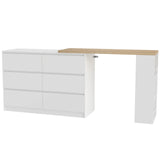 HOMCOM Vanity Dressing Table with 6 Drawers & 3-Tier Shelf – Flexible Straight or L-Shaped Layout Makeup Desk, White