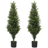 HOMCOM Set of 2 Artificial Cypress Topiary Trees in Weighted Pots, 90 cm, 564 Leaves