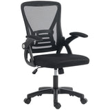 HOMCOM Mesh Office Chair with Flip-Up Armrests, Lumbar Support and Adjustable Height – Desk Chair, Black