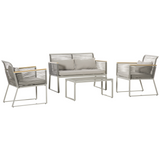 Outsunny Grey 4 Seater Rattan Patio Sofa Set - front view