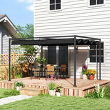 Outsunny 4 x 3m Metal Pergola Gazebo with Retractable Canopy – Patio Sun Shelter, Black