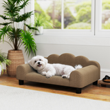 Dog Bed Pet Sofa with Backrest & Armrests, Soft Terry-Style Fabric – Cosy Raised Bed for Small Dogs up to 4kg, Brown
