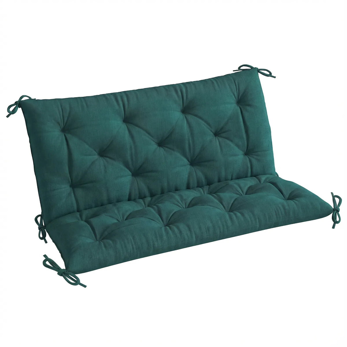 Outsunny 2 Seater Garden Bench Cushion with Backrest and Ties, Indoor and Outdoor, 98 x 100 cm, Green
