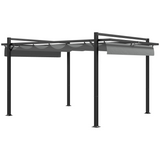 Outsunny 3x4m Aluminium Pergola with Retractable Polyester Canopy – Rust-Resistant Garden Shelter, Dark Grey