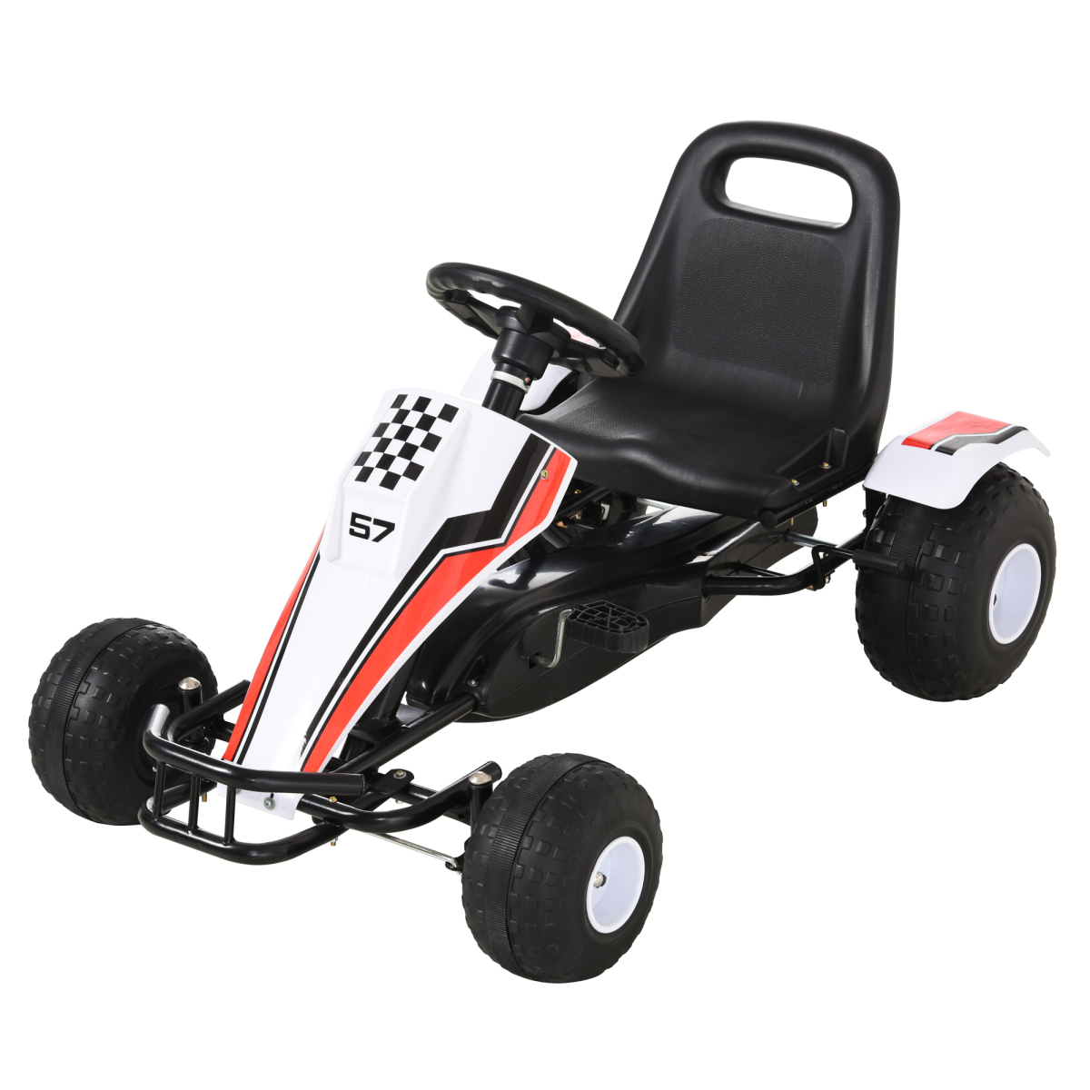 Kids Racing-Style Pedal Go Kart with Gear Shift, Hand Brake and Adjustable Seat – Ride-On Racer