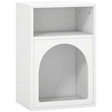 HOMCOM Narrow Bedside Table with 2 Open Compartments and Arched Design – Small Bedroom Nightstand, White