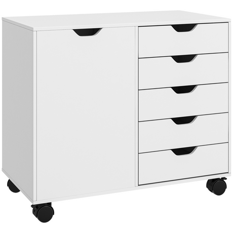 HOMCOM white mobile 5-drawer office cabinet