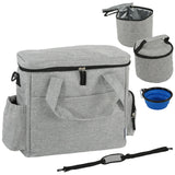 PawHut Waterproof Dog Travel Bag with Two Food Containers, Collapsible Bowl & Pockets – Walking Bag for Pets